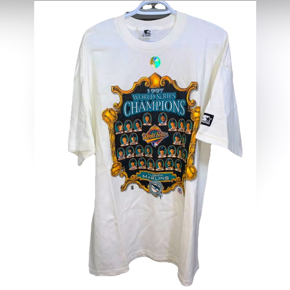 NEW Vintage 1997 Florida Marlins World Series Champions STARTER T-Shirt Size XL